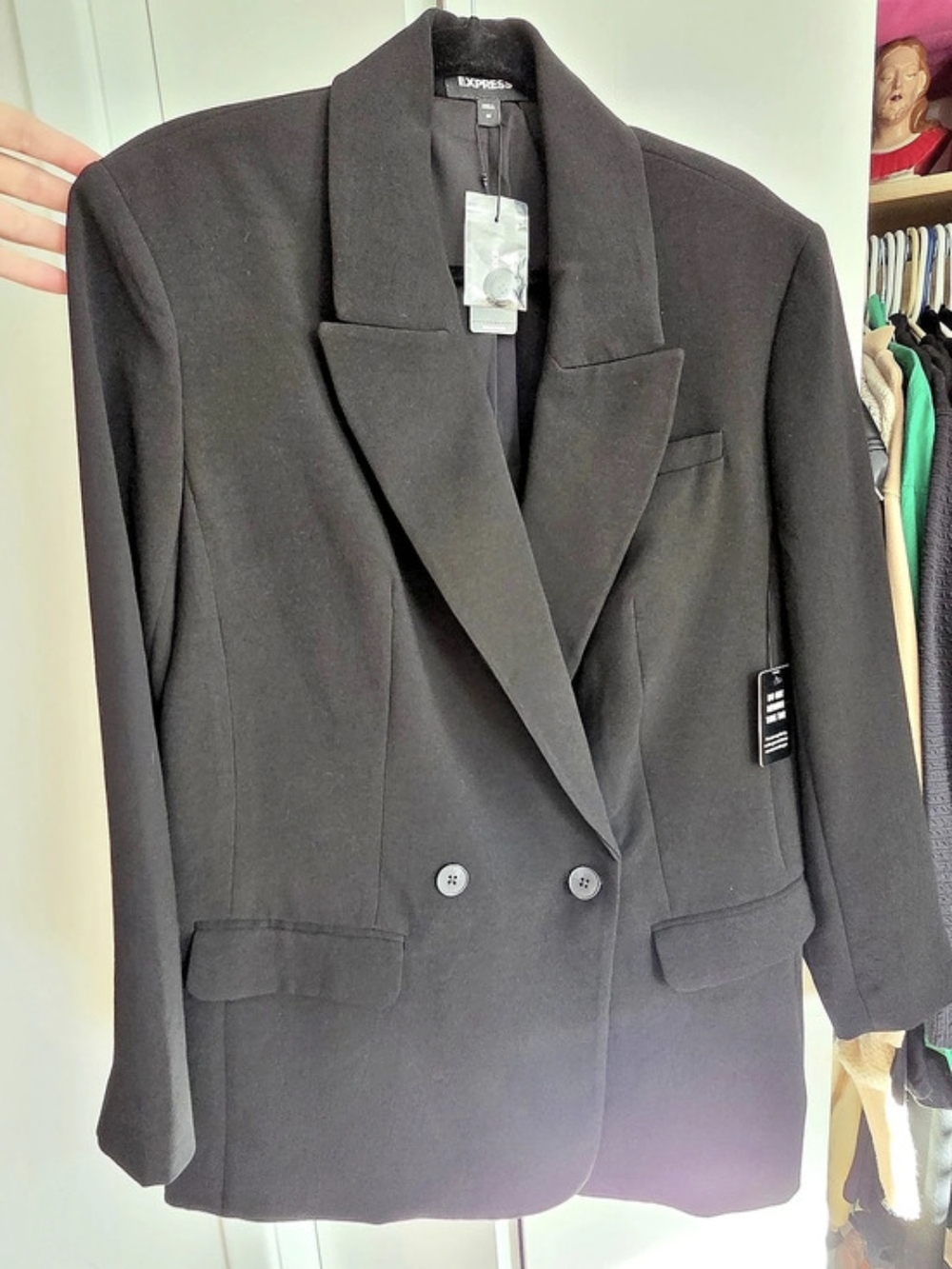 Express Oversized Boyfriend Blazer Black Medium